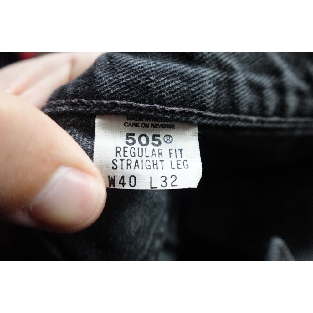Vintage Levi's 505 Jeans Mens 40x32 Black Regular Fit Western Cowboy Black Wash - Picture 12 of 13